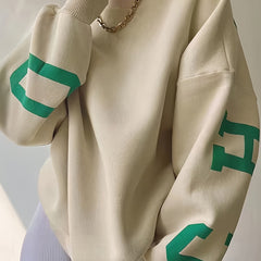 Girls' Casual Letter Print Crew Neck Sweatshirt Loose Fit Long Sleeve Pullover