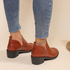 Women's Patent Leather Shoes Low Chunky Heel Brogue Shoes