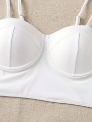 Ribbed Backless Stretch Bikini Top