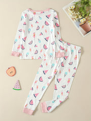2Pcs Toddler Girls Watermelon Pajama Set Long Sleeve Top & Pants