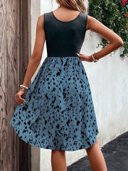 Leopard Print Splicing Dress Sleeveless Summer Dress Women's Clothing