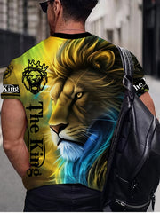 Lion 3D Pattern Print Men's Short Sleeve Tee