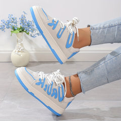 Women's Block Skate Shoes Comfortable Lace Up Low Top Sport Shoes