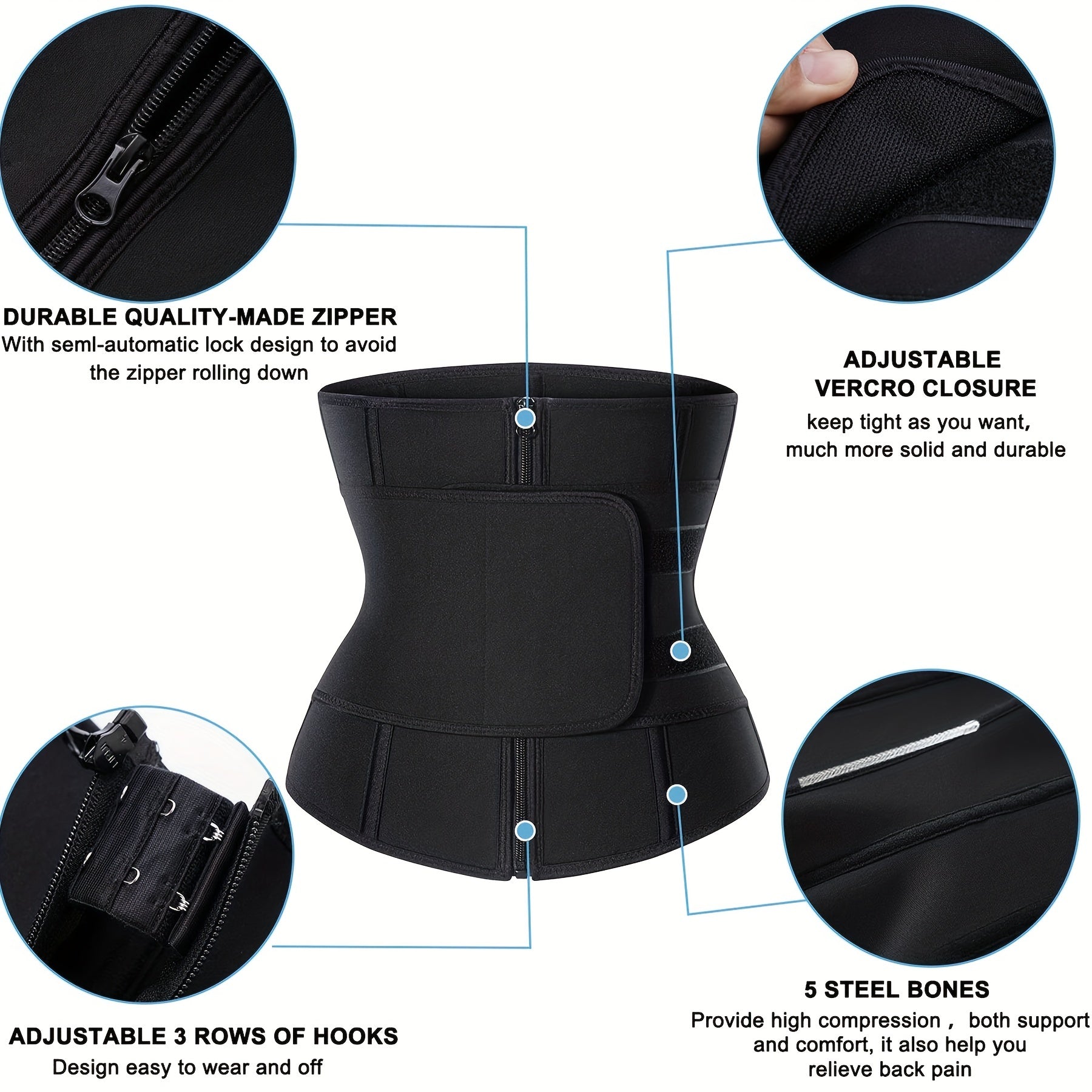 Waist Trainer Tummy Wrap Tummy Control Zipper Slimmer Belly Belt