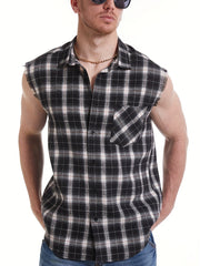 Plaid Print Sleeveless Shirt for Summer