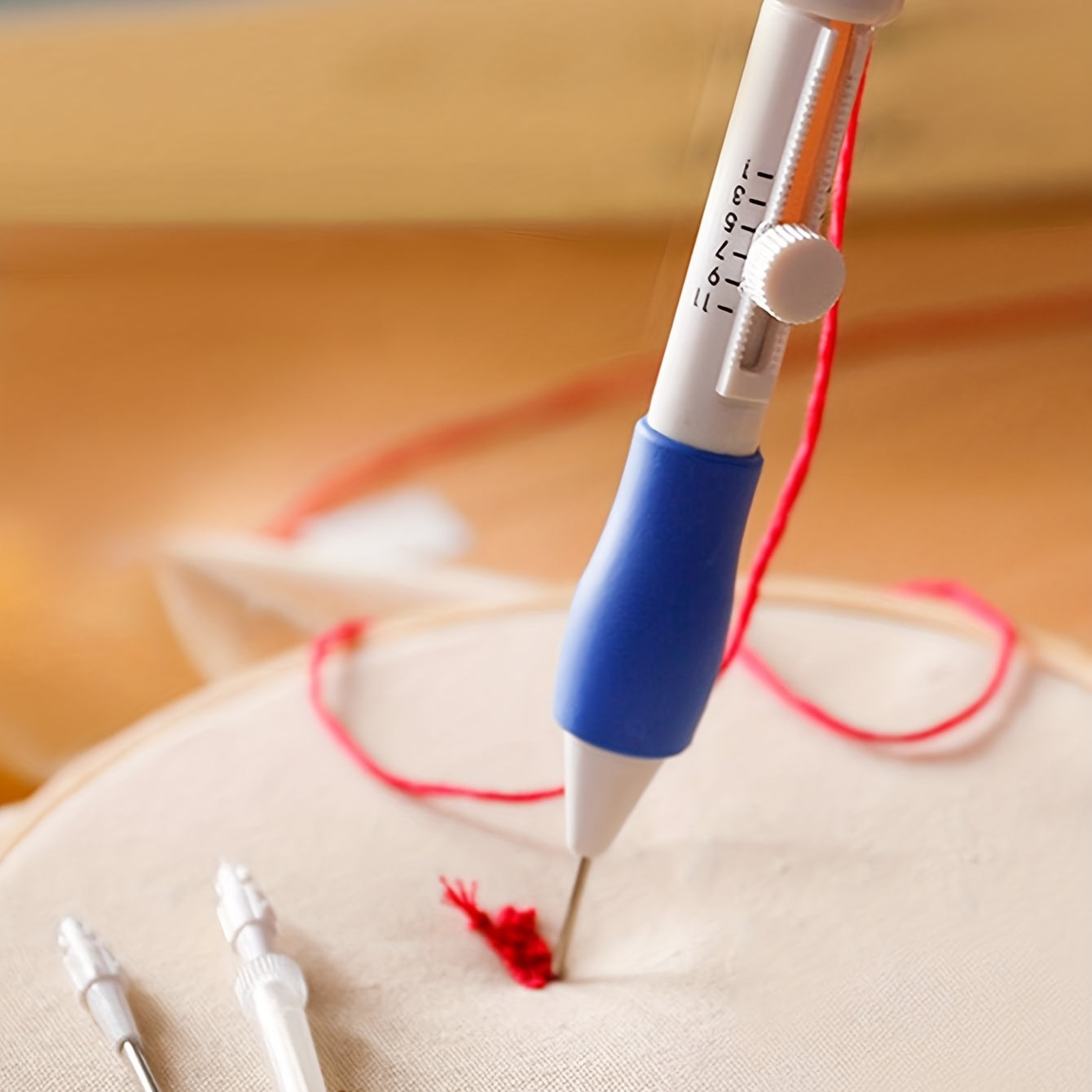 Plastic Crochet Hook Embroidery Tool Retractable Stamping Needle Set