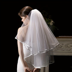 Romantic Short Wedding Veil for Women Hand Wash
