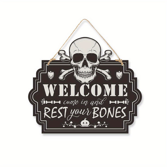 Scary Halloween Wood Grain Decoration Sign