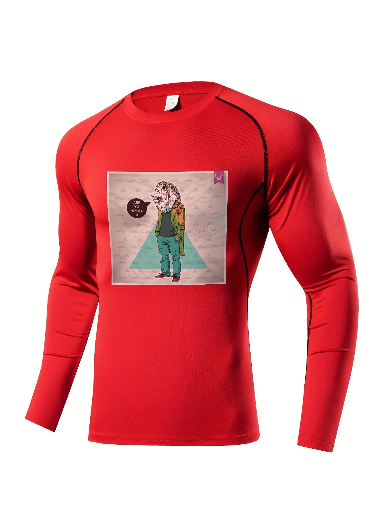 Skeleton Pattern Compression Solid Shirts Men's Long Sleeve Athletic Baselayer
