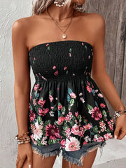 Floral Print Tube Top Sleeveless Sexy Summer Women's Clothing