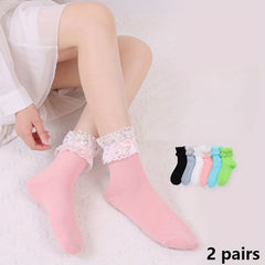 Lace Trim Socks Mid Tube Women's Stockings Hosiery