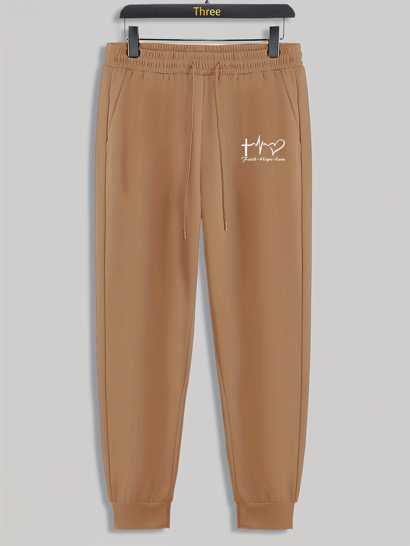Hearts Letter Print Men's Pants Drawstring Sweatpants Casual Loose Fit