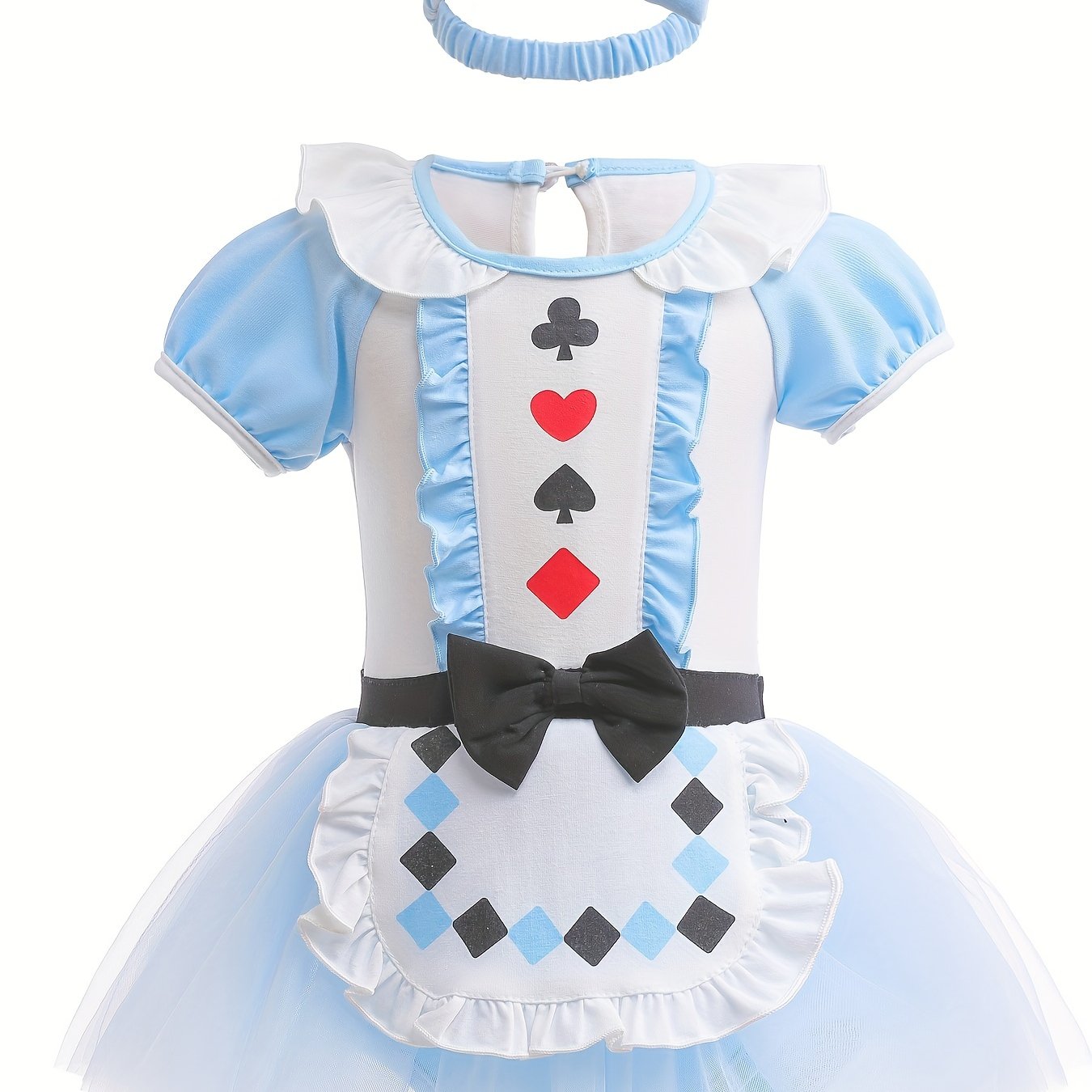 Baby Girls Poker Card Symbol Tulle Tutu Mesh Ruffled Sleeve Princess Dance Dress