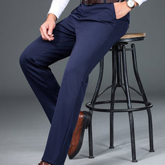 Men's Stretchy Dress Trousers Formal Solid Middle Business Wedding Party