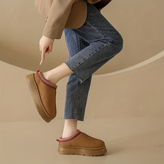 Women's Slip On Round Toe Non-slip Thick Sole Thermal Lined Shoes
