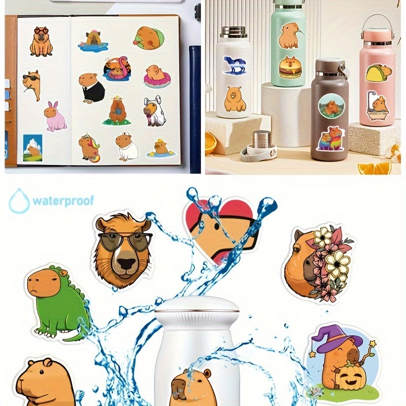 50pcs Cartoon Capybara Series Sticker Waterproof Decoration DIY Creative Sticker
