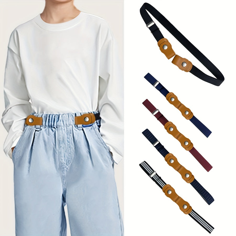 Kids Snap Button Adjustable Elastic Band Belt