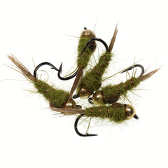 6PCS 14 Brass Bead Hare's Ear Nymph Trout Fly Fishing Lure Bait
