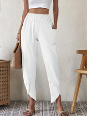 High Waist Patched Pockets Pants Casual Loose Spring Summer Womens