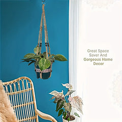 Macrame Plant Hanger Jute Hanging Planter with Wood Beads