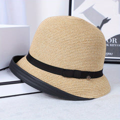 Solid Straw Sun Bucket Hat for Women