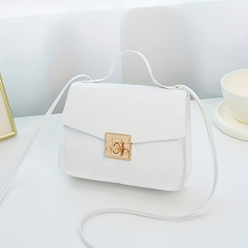 Chic Faux Leather Crossbody Bag in Pink/Green