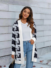 Graphic Print Knit Cardigan for Women