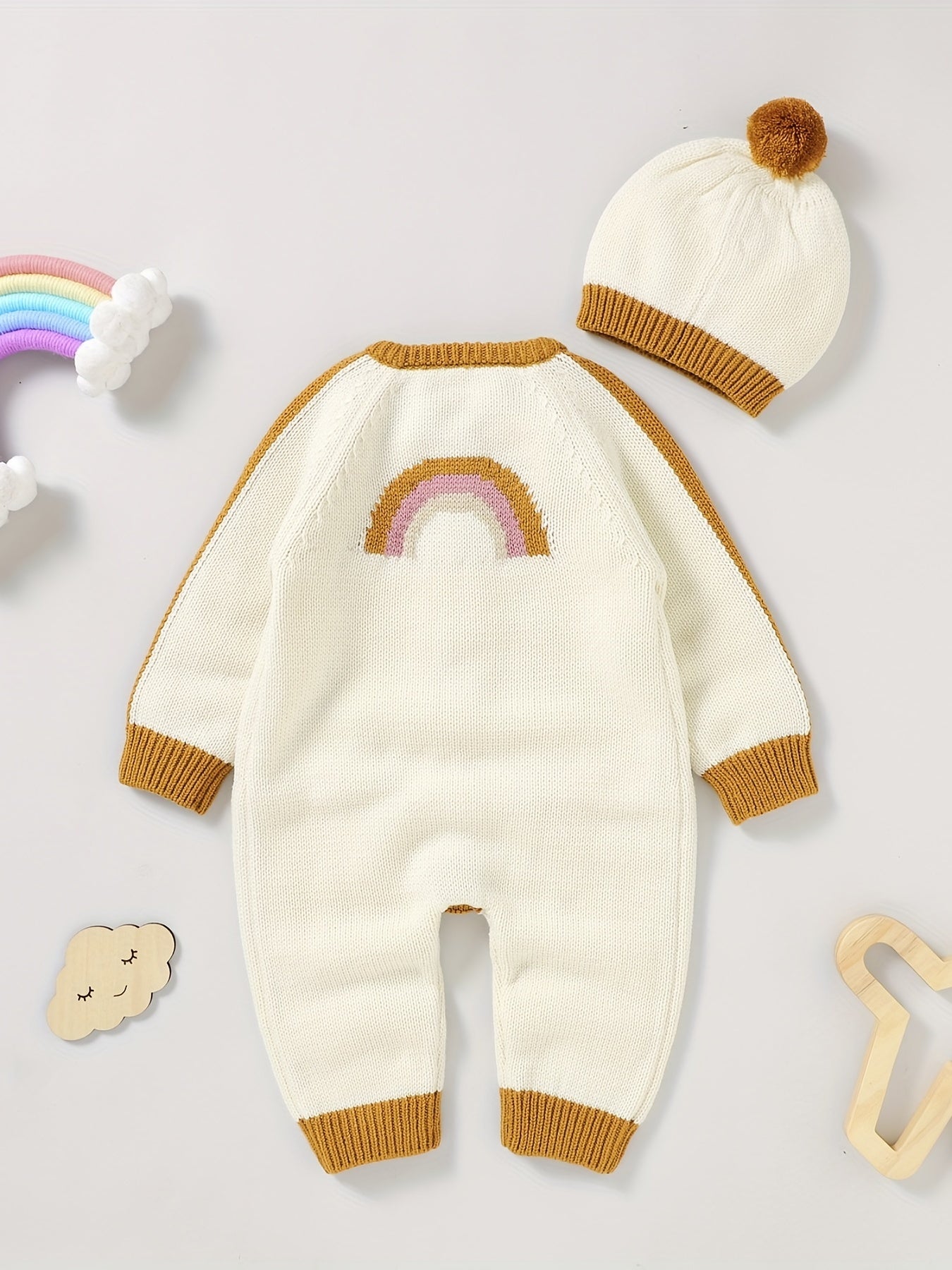 Baby Sweater Romper Set Newborn Knitted Jumpsuit With Hat