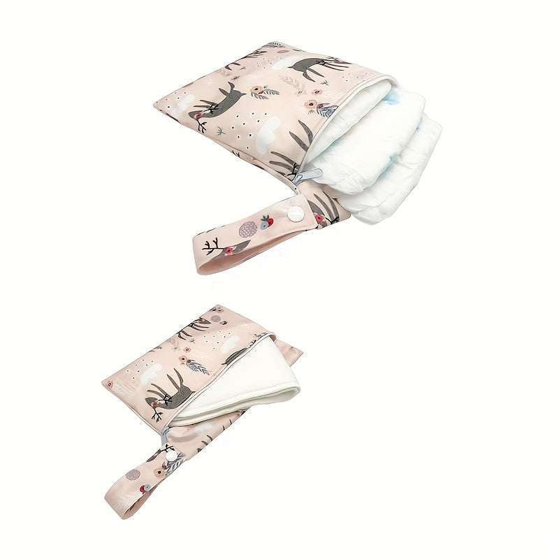 2pcs Elk Print Waterproof Diaper Bag Washable Travel Bag