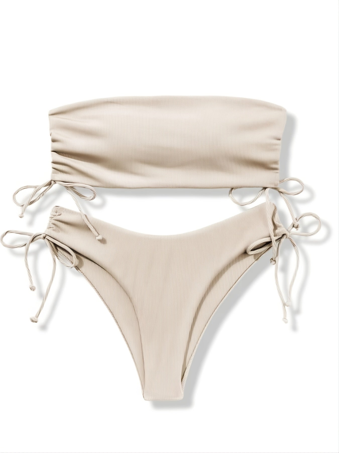 Strapless Tube Top Tie Side Bikini Set