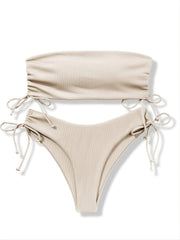 Strapless Tube Top Tie Side Bikini Set