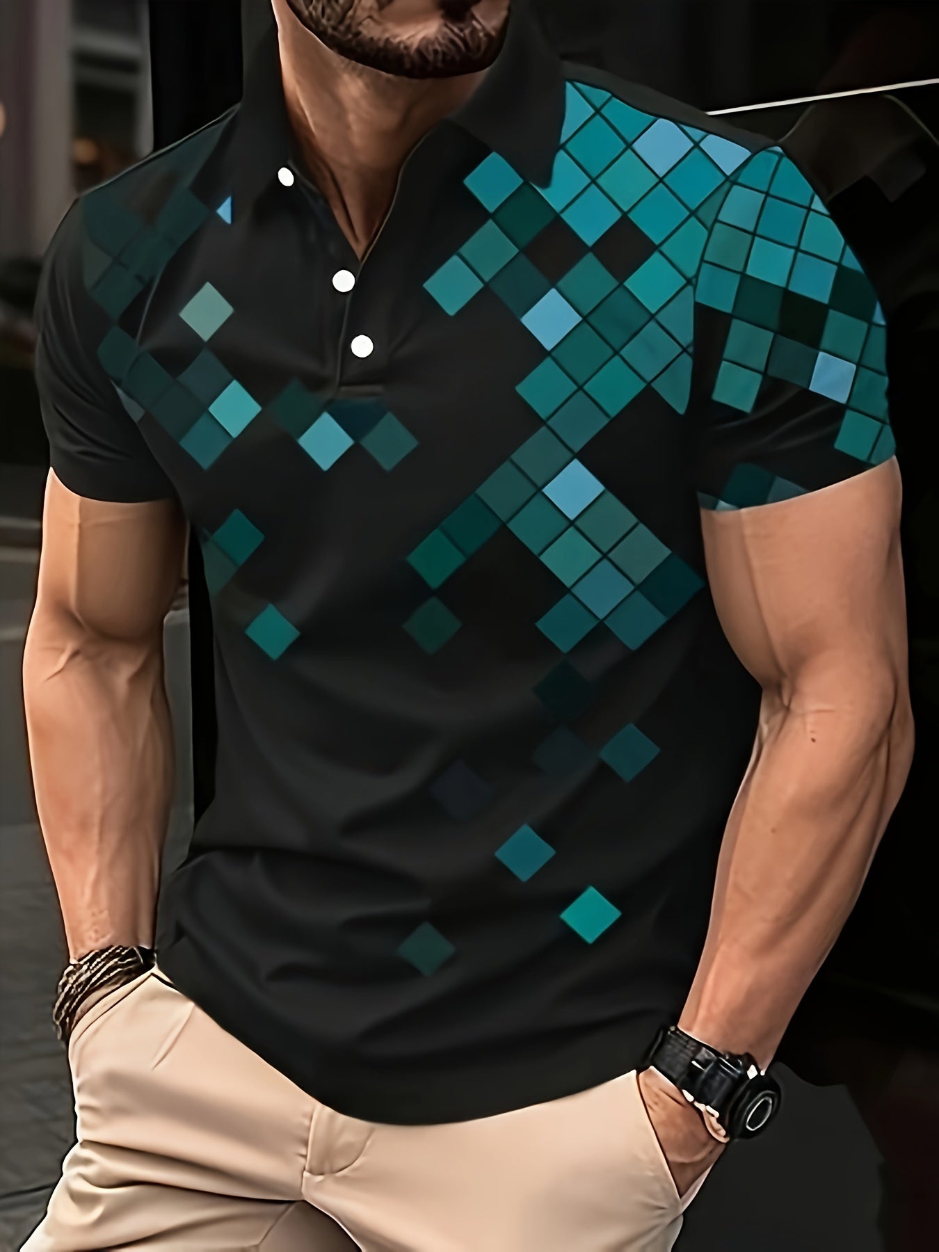 Casual Vintage Style Lapel Button Shirt for Fitness Training