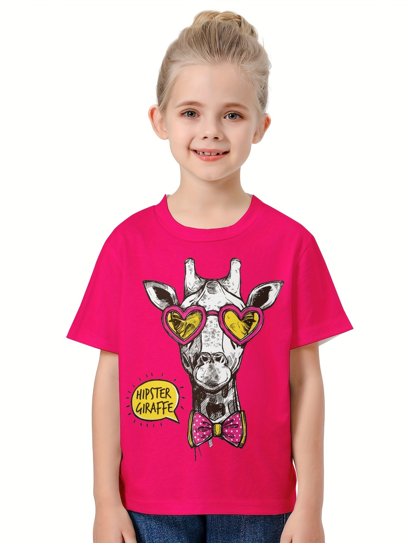 3D Giraffe Graphic Short Sleeve T shirt for Kids