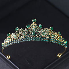 Green Crystal Crowns Rhinestone Bridal Wedding Hair Accessory
