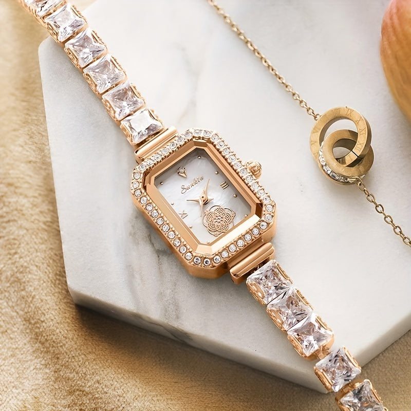 LIGE Teen Faux Diamond Watch Classic Women's Quartz Watch