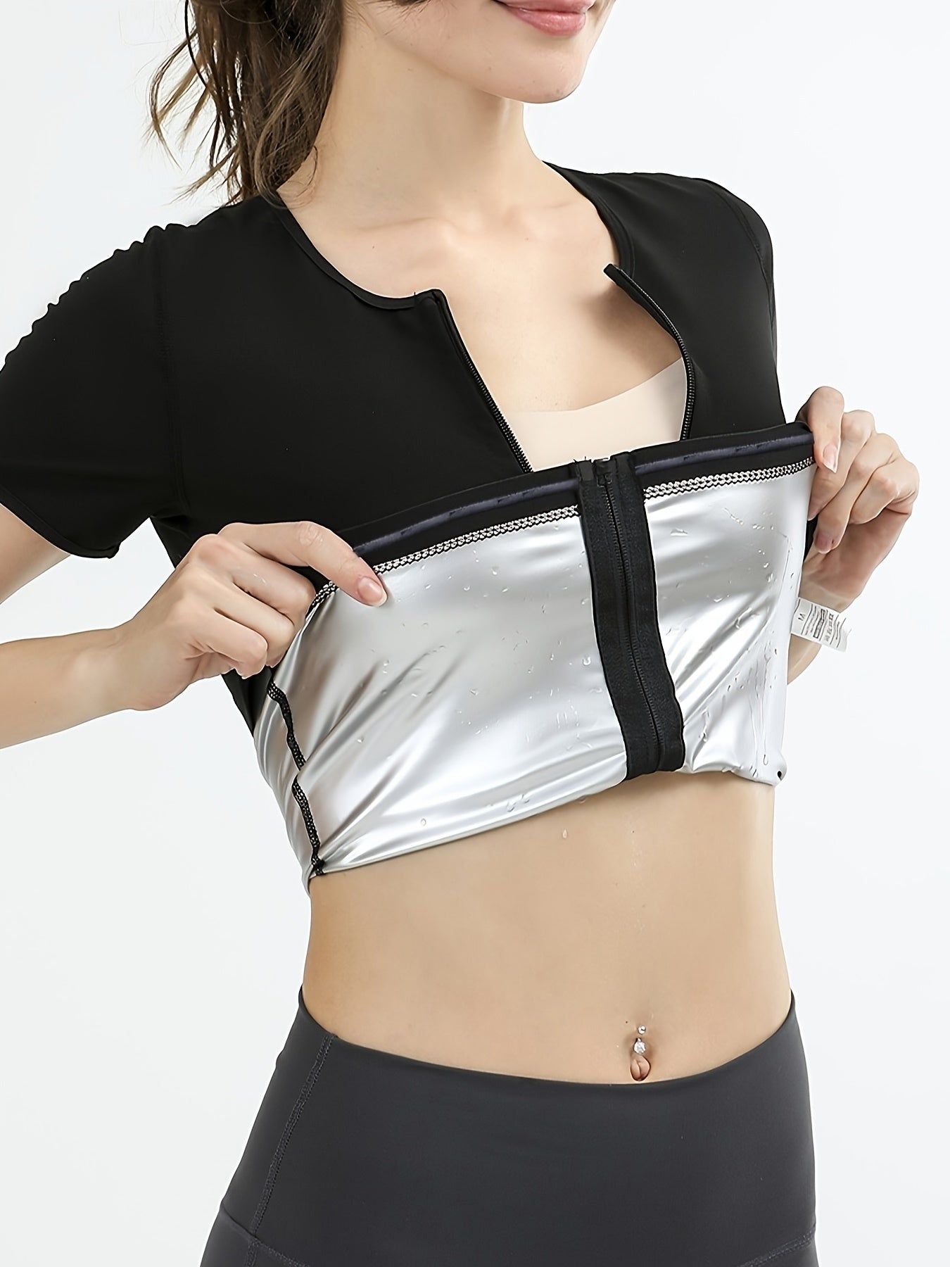 Short Sleeve Sauna Sweat Fitness Training Top Women's Activewear