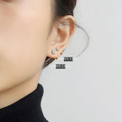 S925 Sterling Silver Zirconia Stud Earrings Girls Buckle Screw Pattern