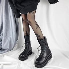 Skull Fishnet Tights Halloween High Waist Pantyhose