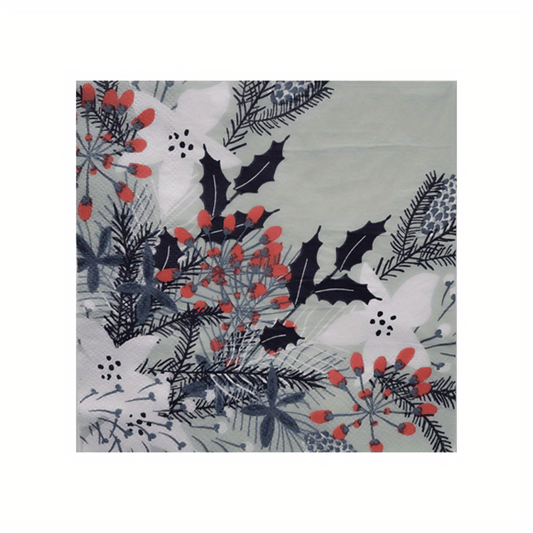 20pcs Green Floral Pattern Party Napkins - Party Decoration Supplies