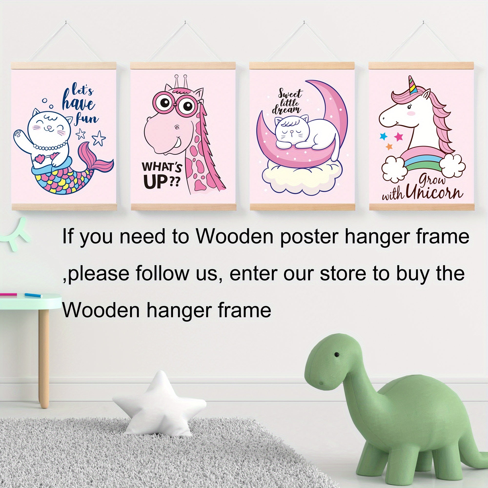 4pcs Animal Themed Wall Hangings for Room Decor, No Frame