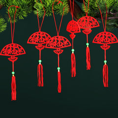 6pcs Mini Red Chinese Knot Pendant Lucky Fu Hanging Ornaments