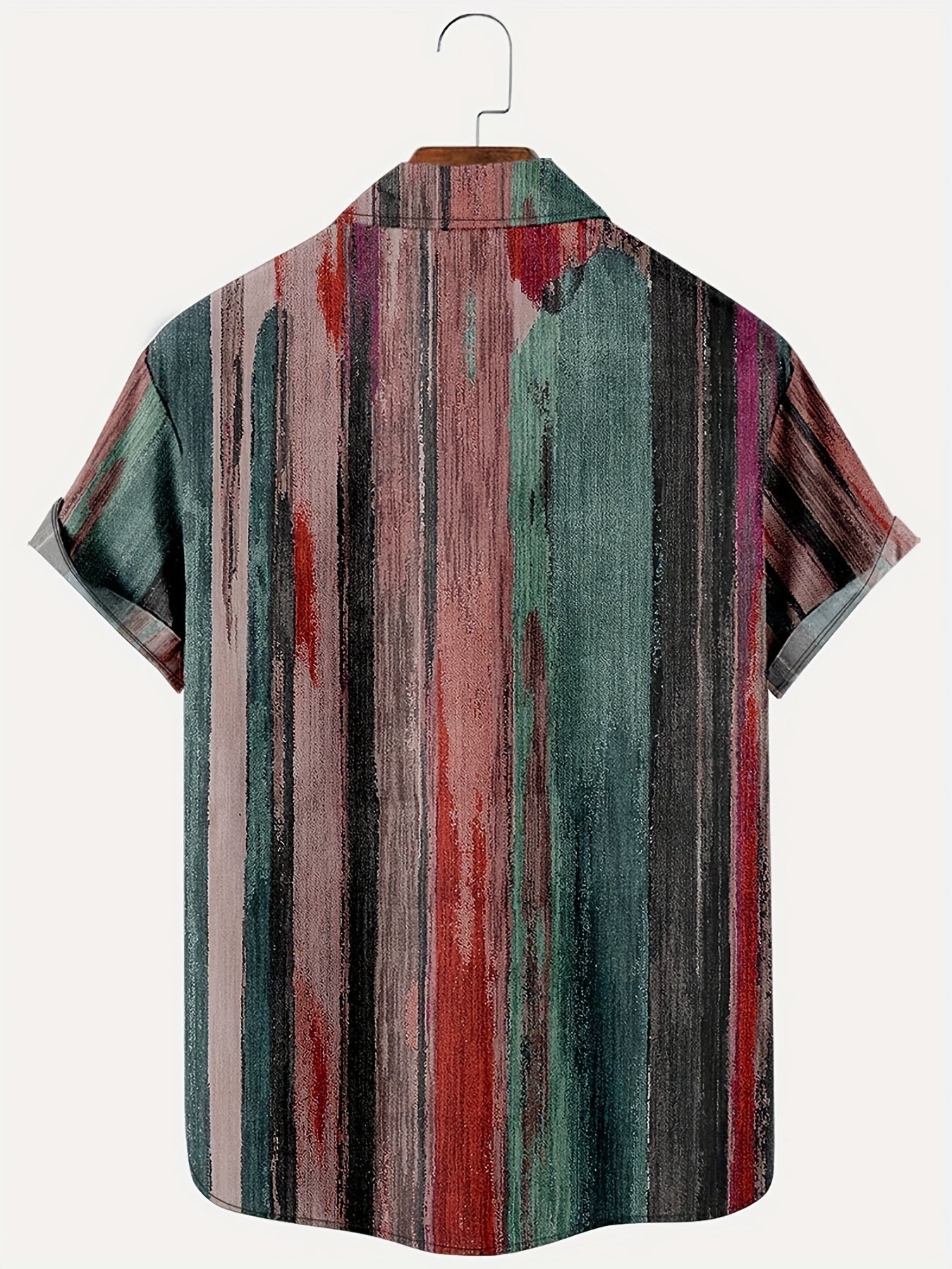 Vintage Style Stripe Print Men's Short Sleeve Shirt