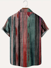 Vintage Style Stripe Print Men's Short Sleeve Shirt