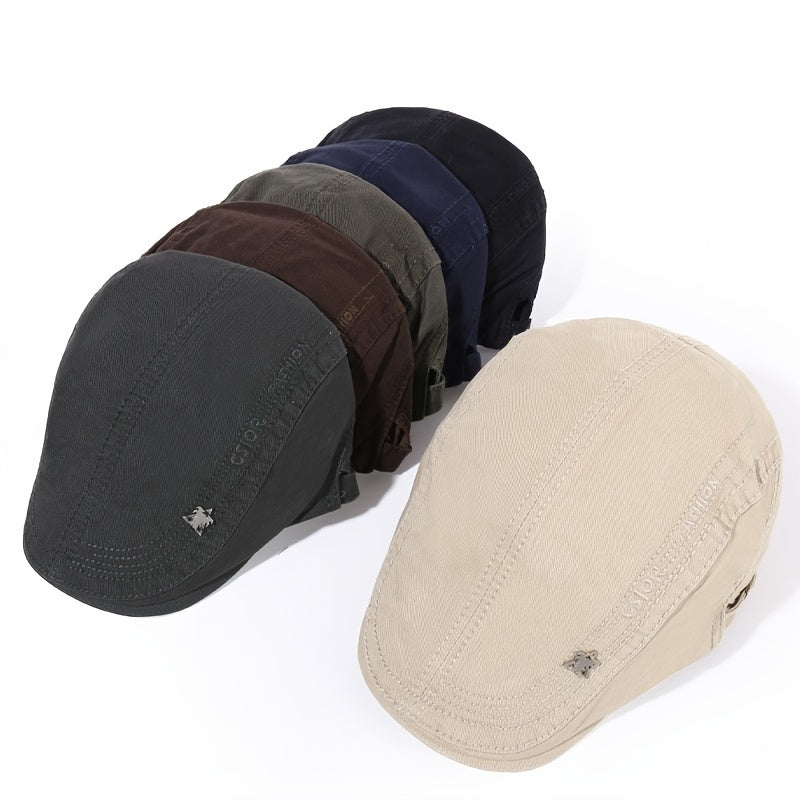 Men's Skull Iron Mark Embroidery Letter Beret Outdoor Travel Duck Tongue Hat