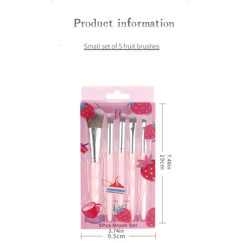 5pcs Fruit Makeup Brush Set Professional Eyeliner Eyebrow Blush Powder Brush