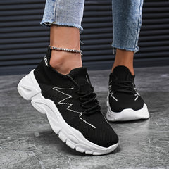 Women's Breathable Chunky Sneakers Lace-up Running Shoes