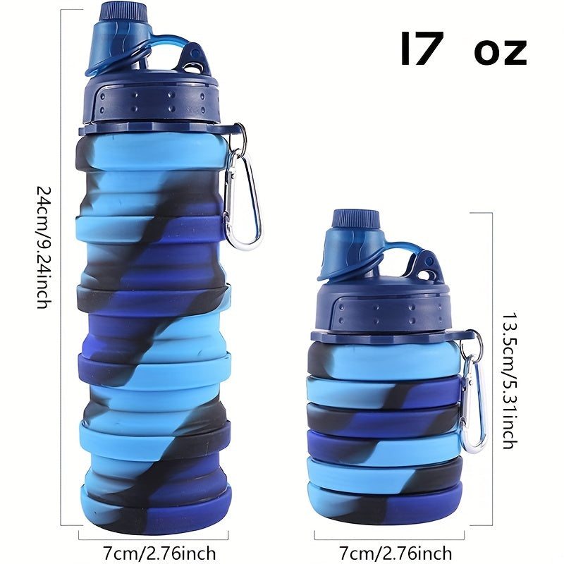 Collapsible Water Bottle Carabiner Leak Proof BPA Silicone Travel Camping Hiking