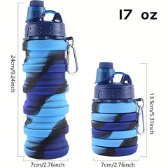 Collapsible Water Bottle Carabiner Leak Proof BPA Silicone Travel Camping Hiking