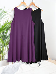 2 Pack Plus Size Nightdress Set Solid Round Neck Medium Stretch
