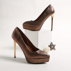 Sequins Stiletto Heel Glitter Party Shoes